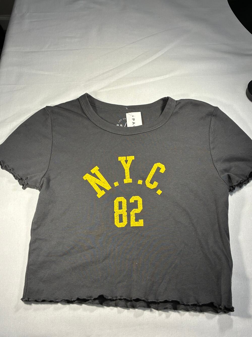 PacSun NYC 82 Charcoal Gray Cropped Baby Tee S